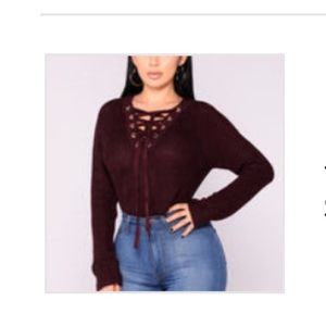 Lace Up Sweater (Plum)
